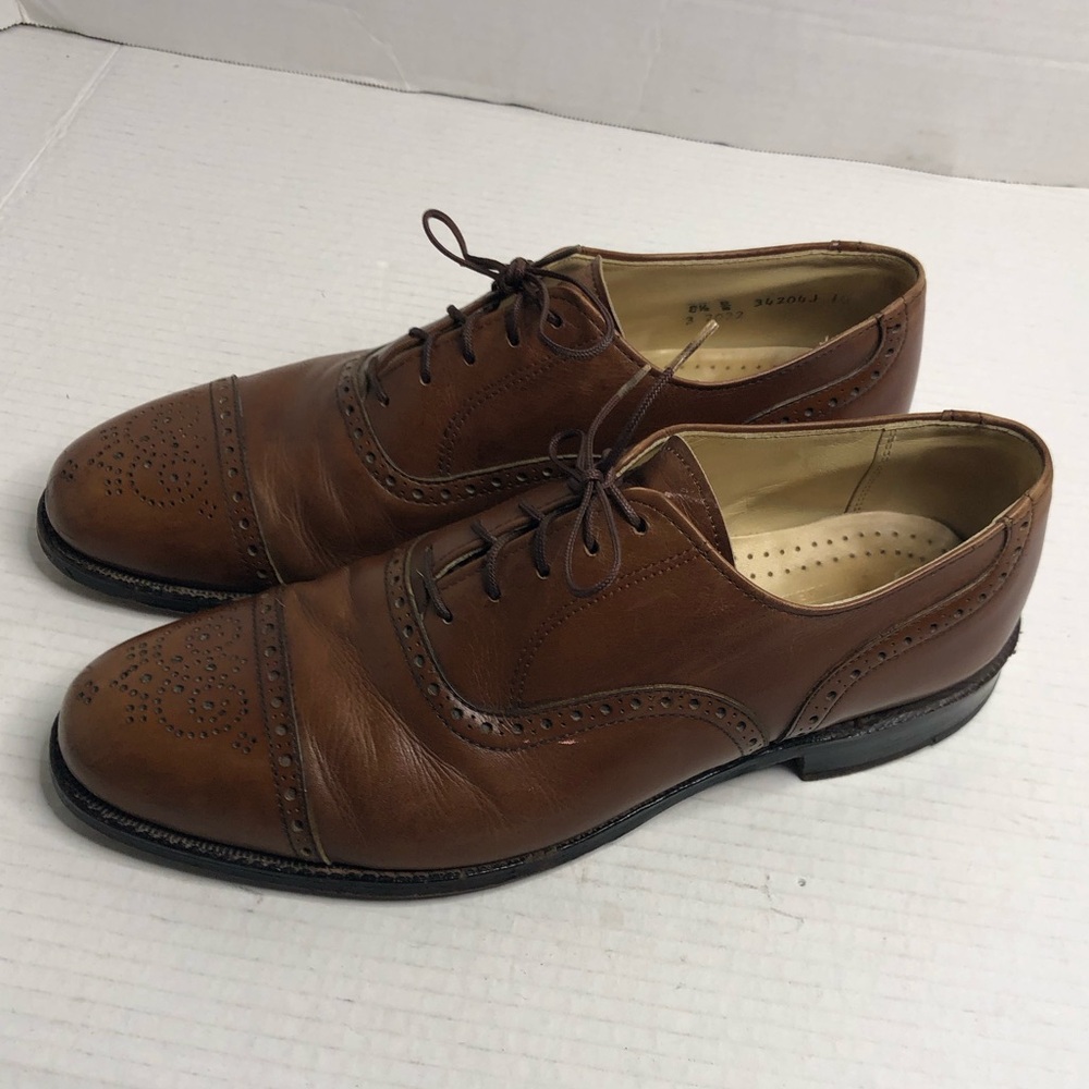Cole Haan Loafers Shoes Mens Size 8.5 Wingtip Lace Up Brown Oxford Dress Shoes